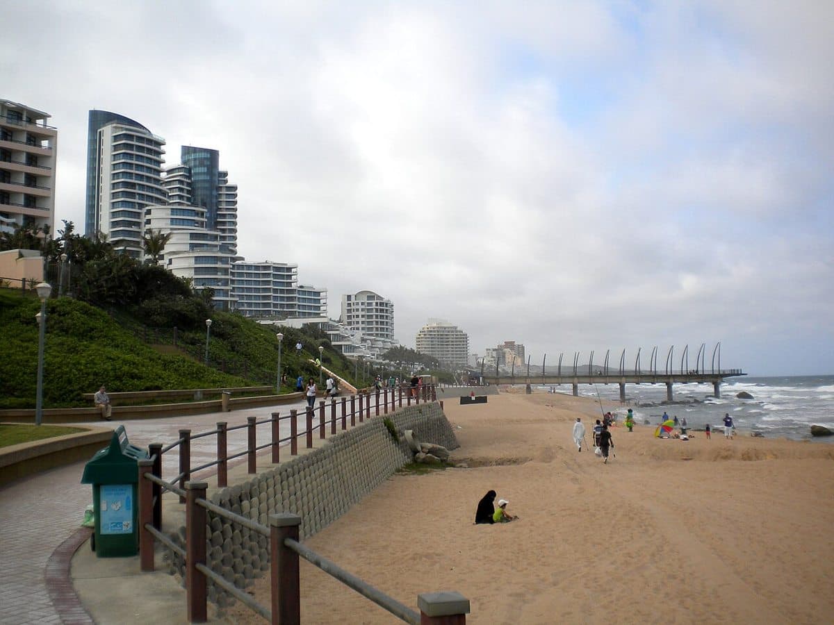 Umhlanga Rocks and its pier as viewed from the beachfront