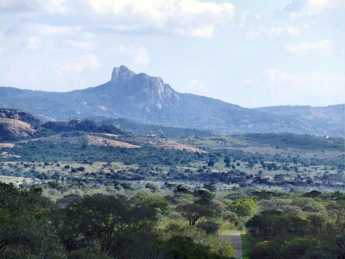 View on a granite kopje (740m) on the northern slope of Khandzalive (839m, towards left and out of view), near Berg-en-Dal, southwestern Kruger National Park. Malelane Mountain Bus