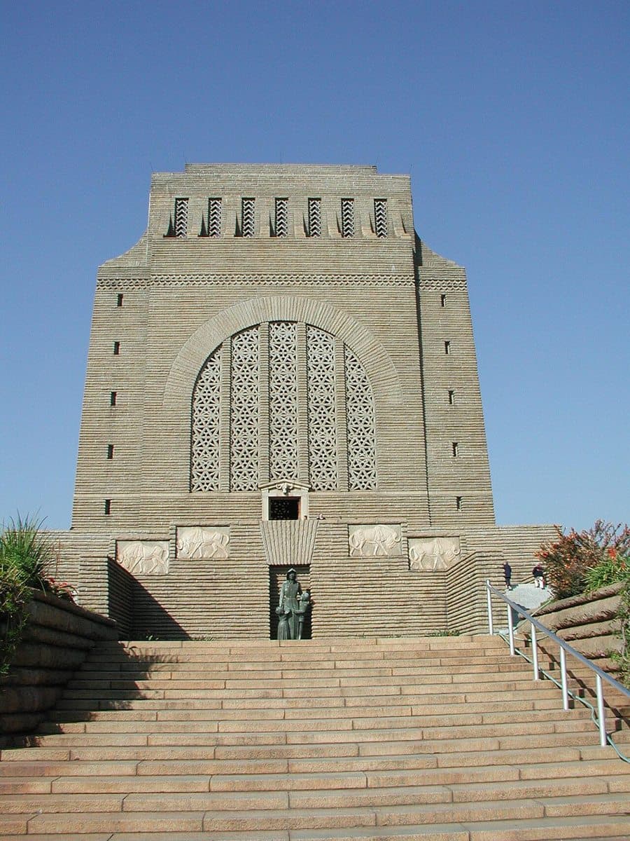 The Voortrekker Monument outside Pretoria was completed in 1949. Inside is a marble frieze containing 27 panels commemorating events of the Great Trek in which farmers of mainly Du