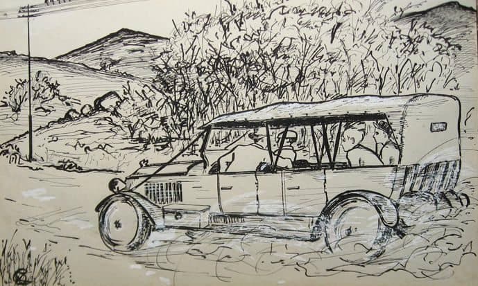 THE OUTING signed with the artist's monogram; signed on the reverse pen and ink, heightened with gouache 20 x 30cm EXHIBITED Strat Caldecott Exhibition, William Humphreys Art Galle